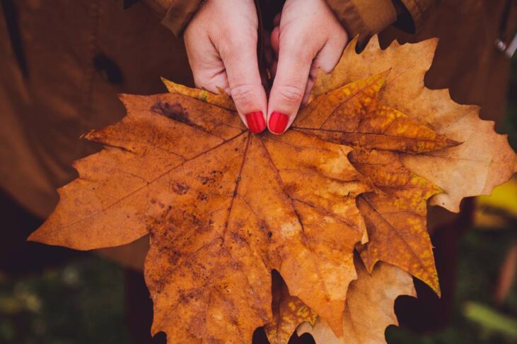 Žena sa crvenim manikirom drži list