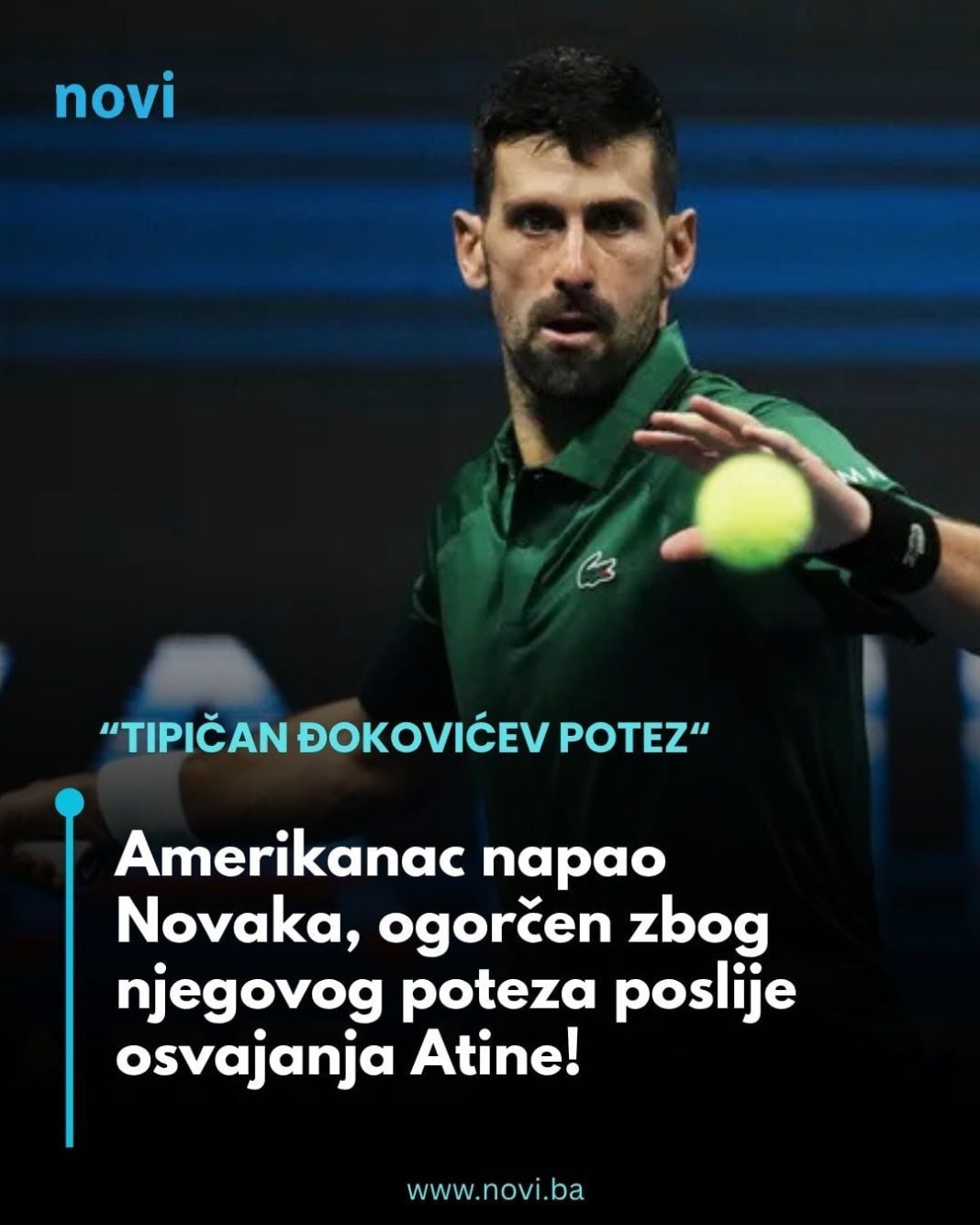 Amerikanac napao Novaka, ogorčen zbog njegovog poteza poslije osvajanja Atine! - featured image