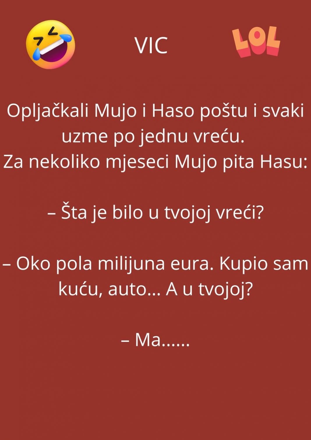 VIC DANA:Opljačkali Mujo i Haso poštu… - featured image