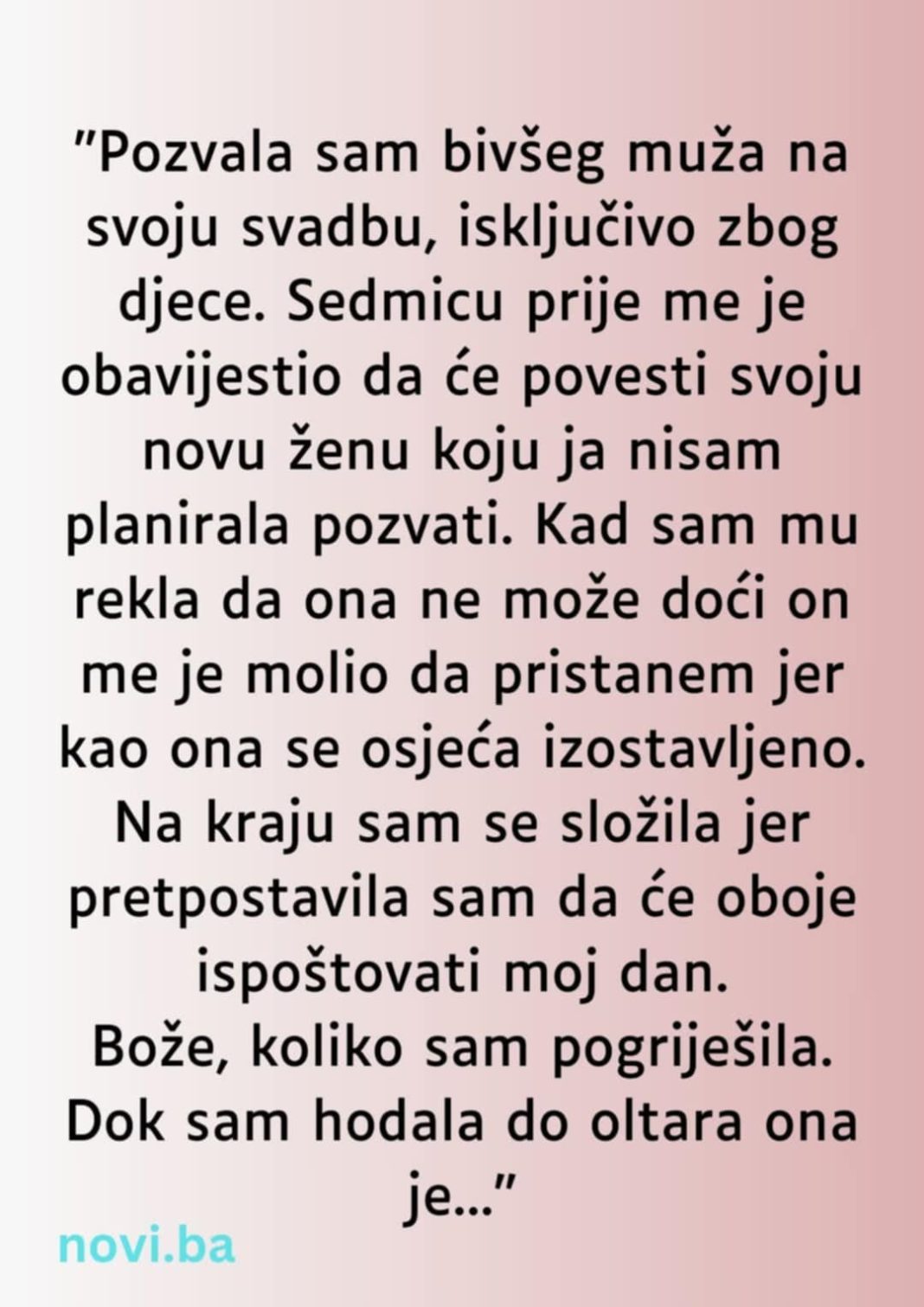 “Pozvala sam bivšeg muža na svoju svadbu…” - featured image “Pozvala sam bivšeg muža na svoju svadbu…” - featured image