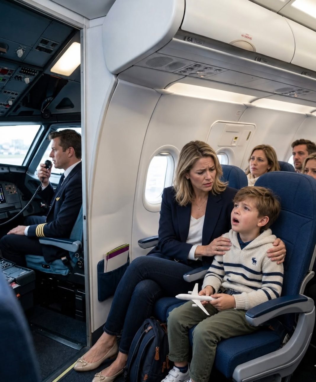 Sin i ja potajno smo se ukrcali na let kojim je upravljao moj muž kako bismo ga iznenadili — sve dok preko razglasa nije rekao nešto što nam je izbrisalo osmijehe s lica - featured image Sin i ja potajno smo se ukrcali na let kojim je upravljao moj muž kako bismo ga iznenadili — sve dok preko razglasa nije rekao nešto što nam je izbrisalo osmijehe s lica - featured image