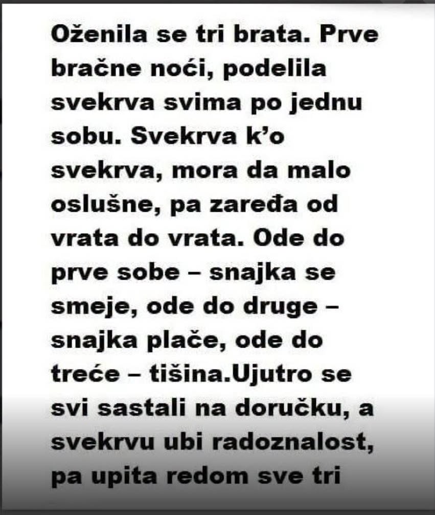 Oženila se tri brata. Prve bračne noći, podijelila svekrva… - featured image Oženila se tri brata. Prve bračne noći, podijelila svekrva… - featured image